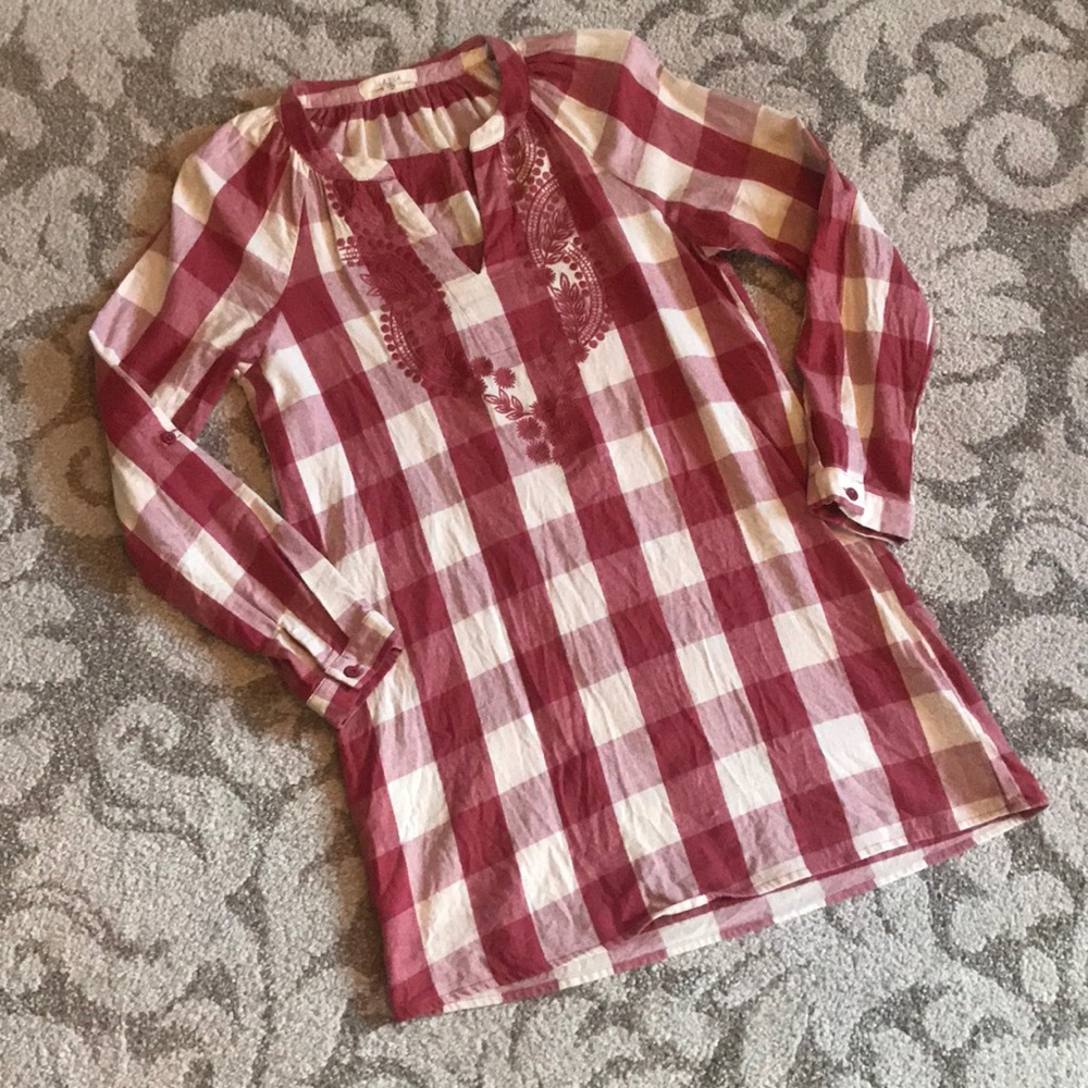 Tunic StyleFlannel with Embroidered Detail